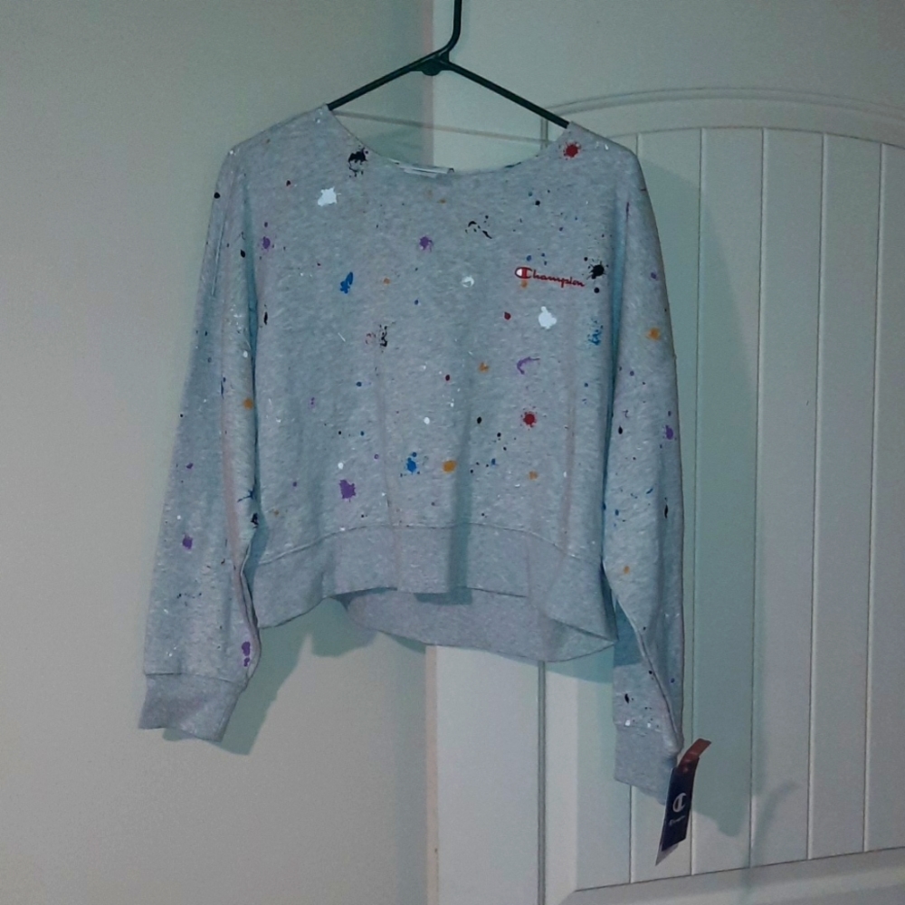 Champion paint splatter crop sweater